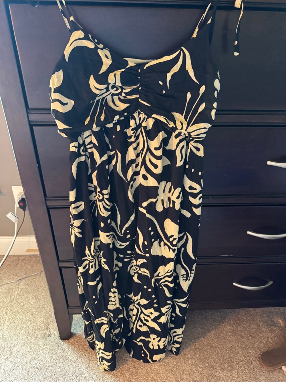 GAP Black and Cream Floral Maxi Dress